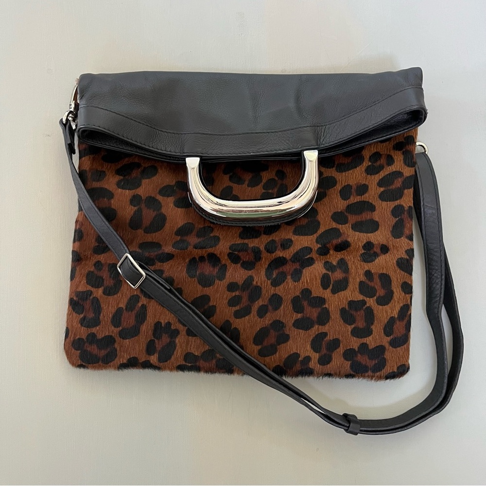 Genuine Leather Cowhide Foldover Bag